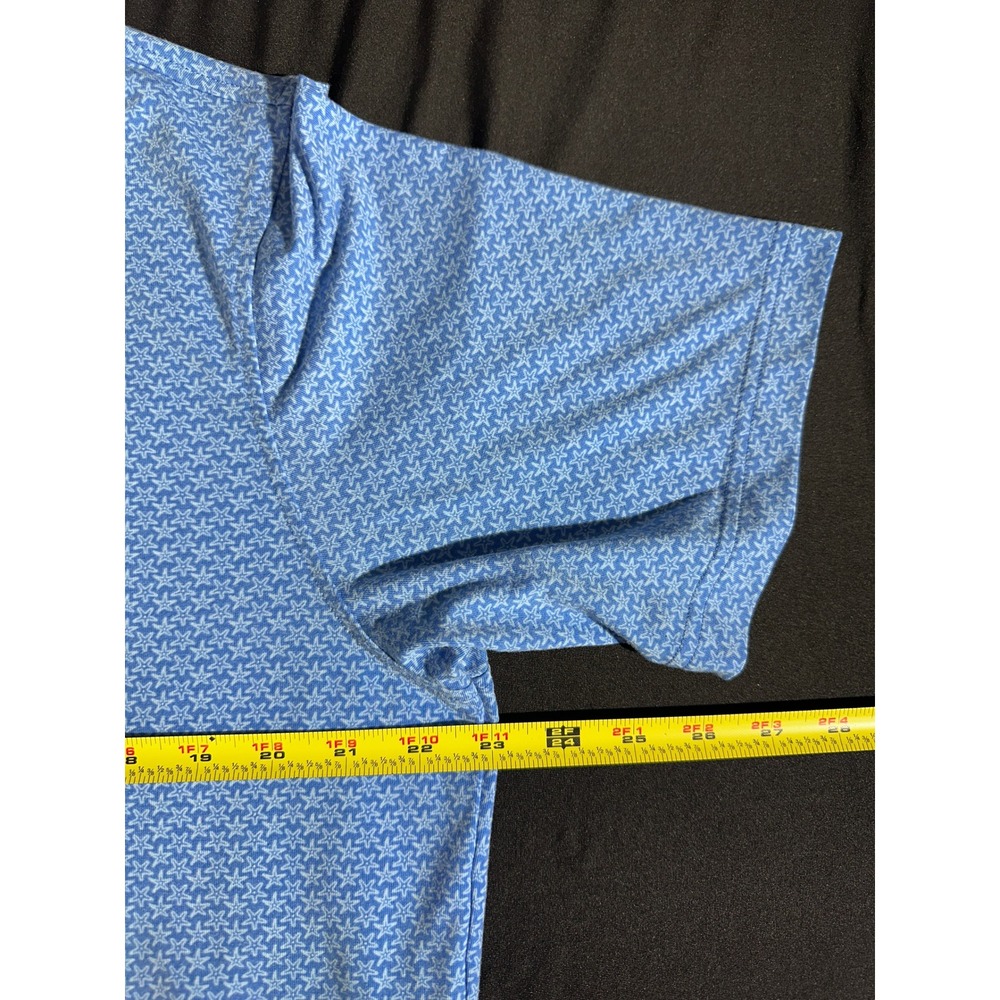 Peter Millar Seaside Performance Polo Shirt Mens Blue Star Print Size Large Golf - Picture 4 of 10